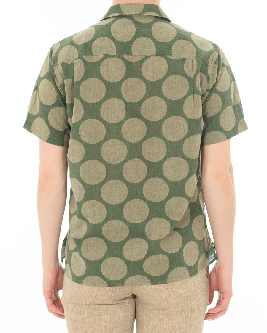 Homme | Chemises | Gitman Vintage | Cotton/Linen Polka Dot Camp Collar Shirt Olive