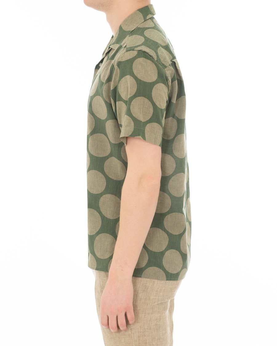 Homme | Chemises | Gitman Vintage | Cotton/Linen Polka Dot Camp Collar Shirt Olive