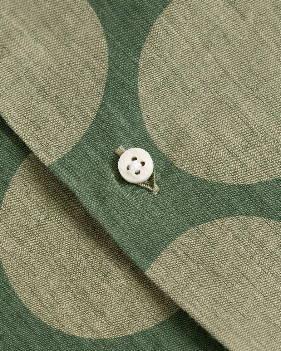 Homme | Chemises | Gitman Vintage | Cotton/Linen Polka Dot Camp Collar Shirt Olive