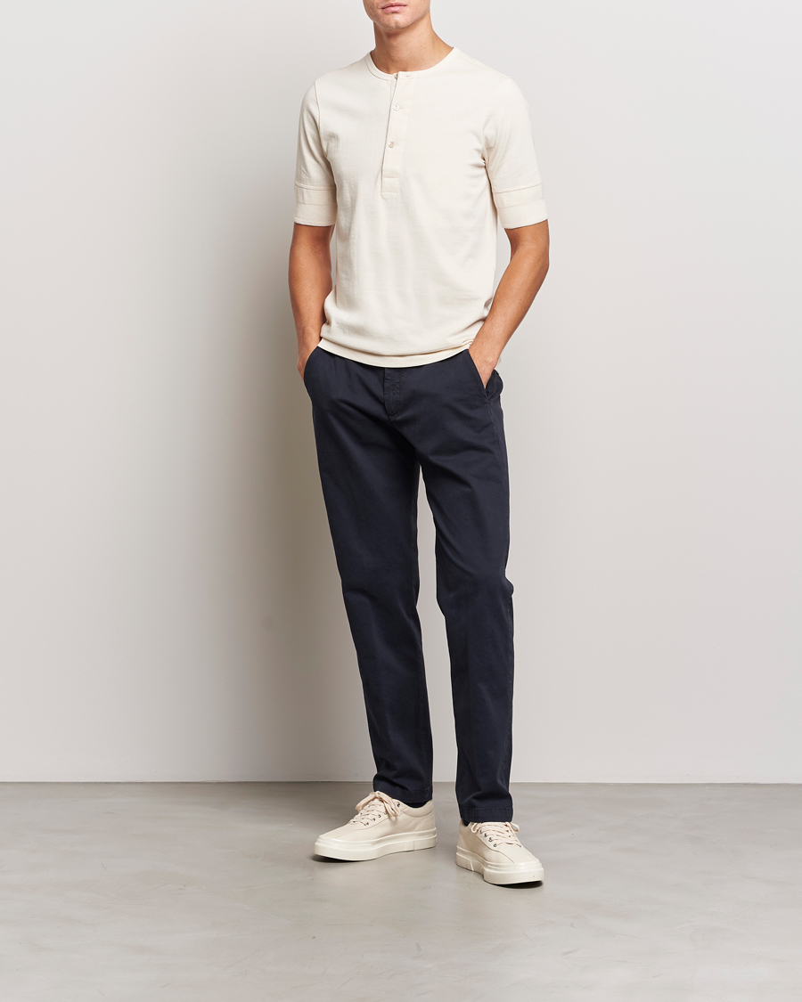 Heren | Truien | Merz b. Schwanen | Short Sleeve Organic Cotton Henley Nature