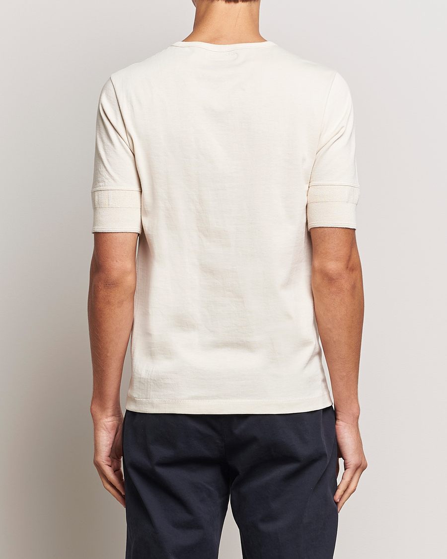 Heren | T-shirts | Merz b. Schwanen | Short Sleeve Organic Cotton Henley Nature