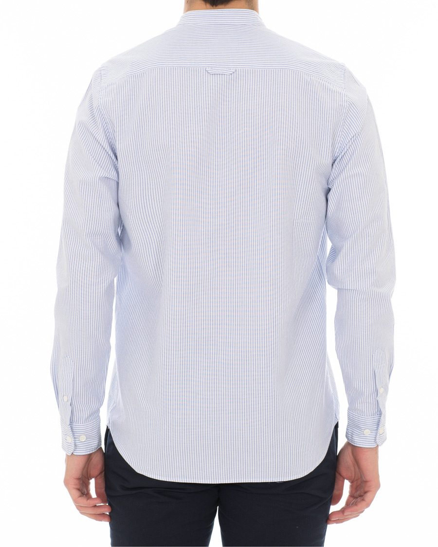 Heren | Overhemden | Norse Projects | Hans Collarless Oxford Stripe Shirt Light Blue