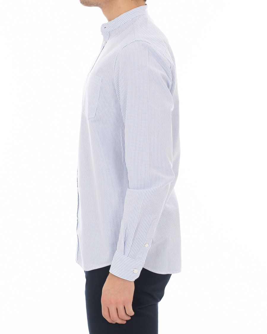 Heren | Overhemden | Norse Projects | Hans Collarless Oxford Stripe Shirt Light Blue