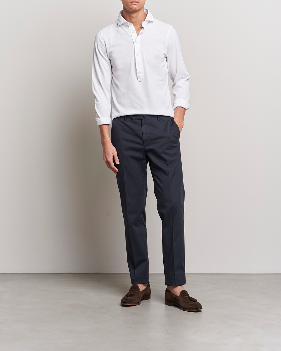 Heren | Overhemden | Gran Sasso | Popover Shirt White