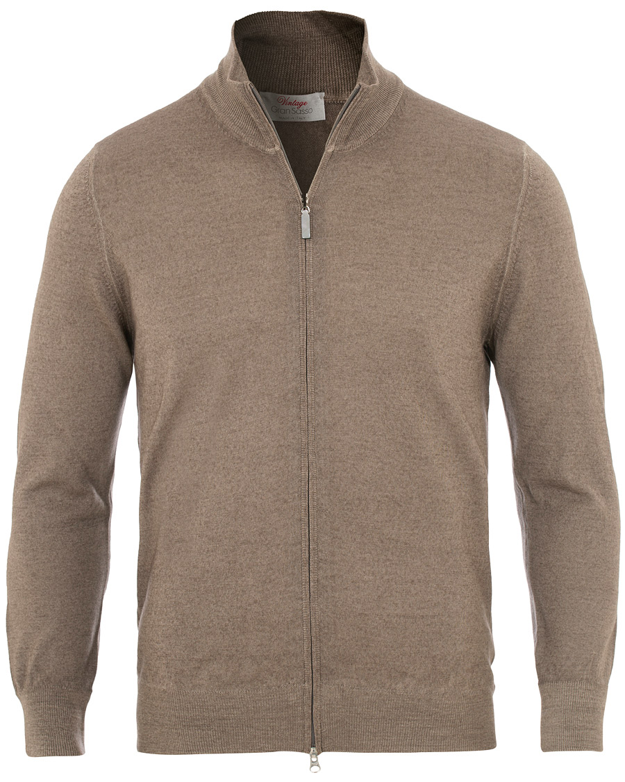 Homme | Pulls Et Tricots | Gran Sasso | Merino Vintage Full Zip Light Brown
