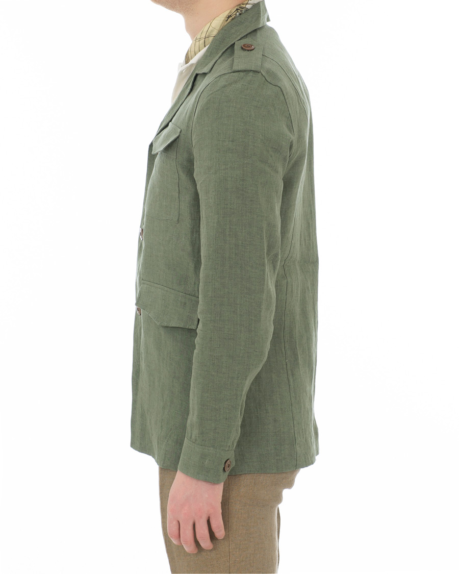 Homme | Chemises | Gran Sasso | Safari Linen Jacket Green