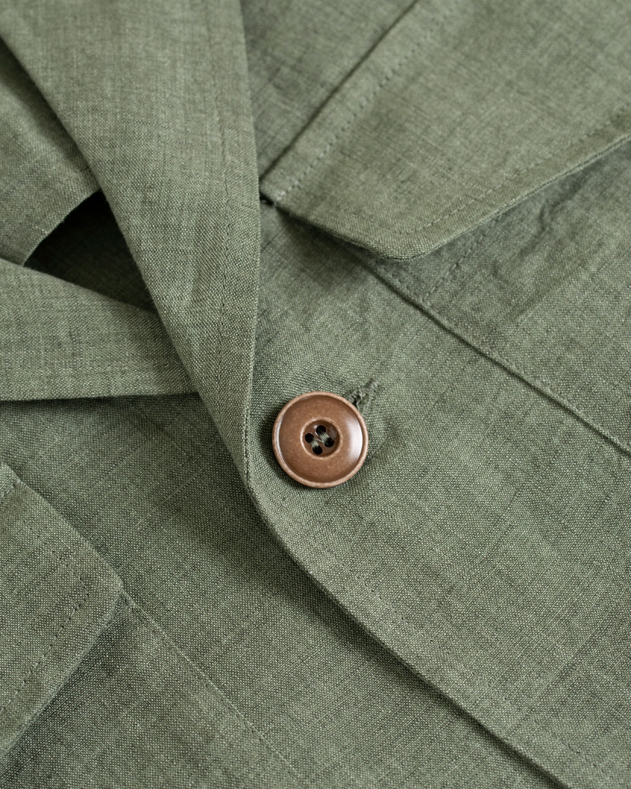 Homme | Chemises | Gran Sasso | Safari Linen Jacket Green