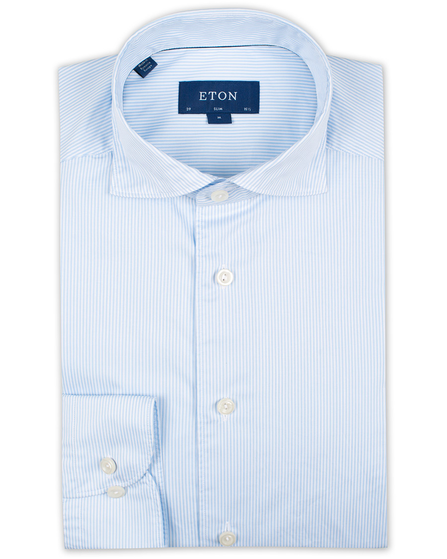 Homme | Chemises | Eton | Slim Fit Lightweight Stripe Extreme Cutaway Blue