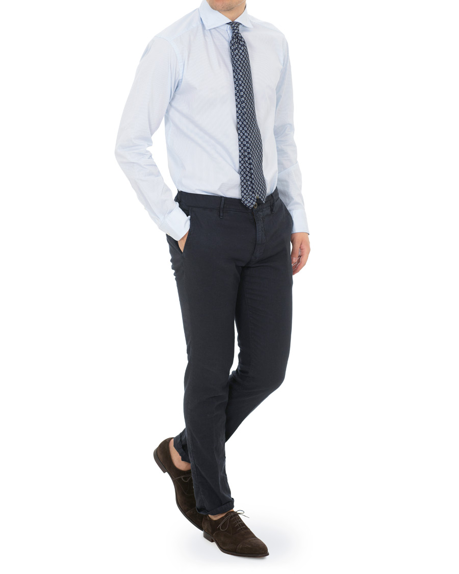 Homme | Chemises | Eton | Slim Fit Lightweight Stripe Extreme Cutaway Blue