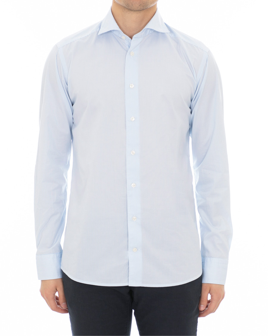 Homme | Chemises | Eton | Slim Fit Lightweight Stripe Extreme Cutaway Blue