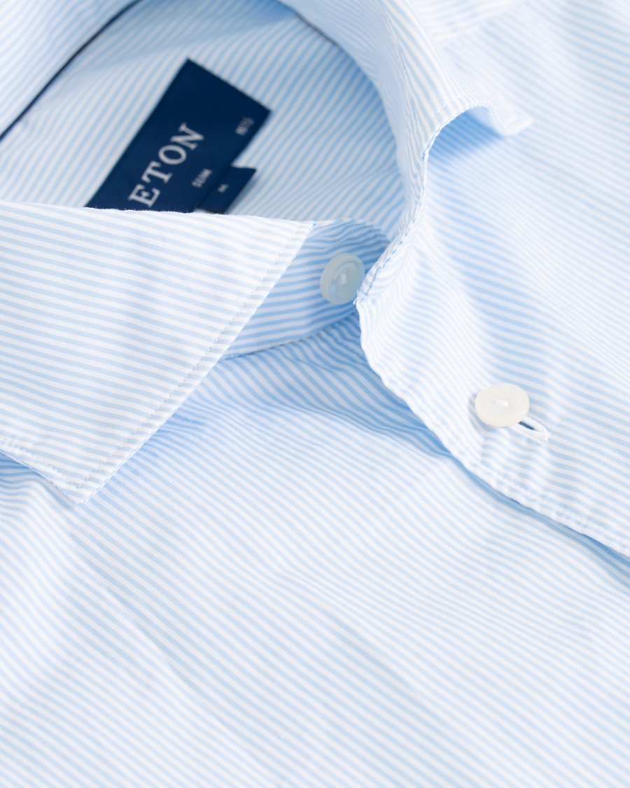 Homme | Chemises | Eton | Slim Fit Lightweight Stripe Extreme Cutaway Blue