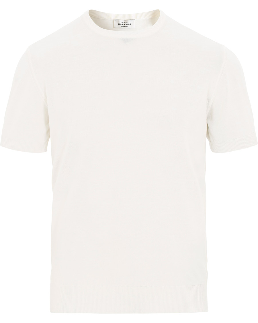 Heren | T-shirts | Berg&Berg | Benjamin Cotton Short Sleeve Rib Dress Tee White