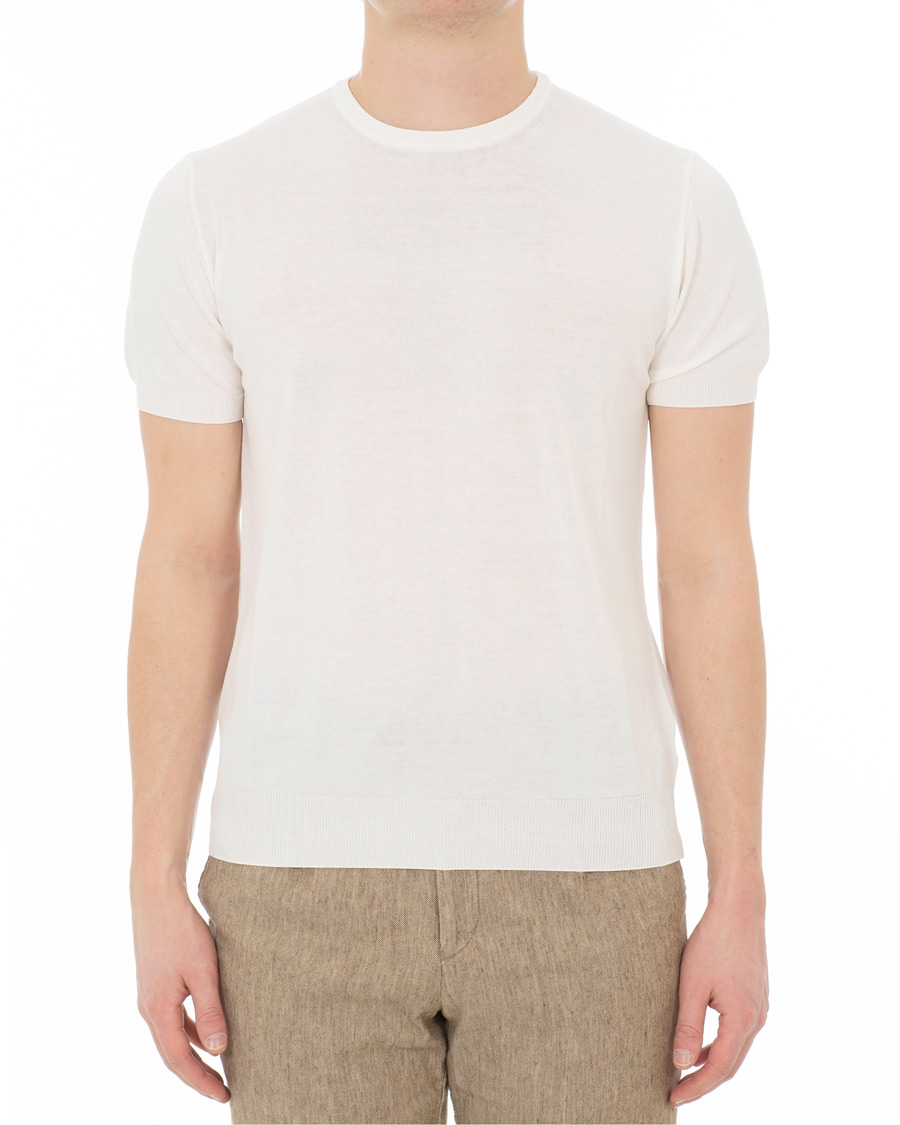 Heren | T-shirts | Berg&Berg | Benjamin Cotton Short Sleeve Rib Dress Tee White
