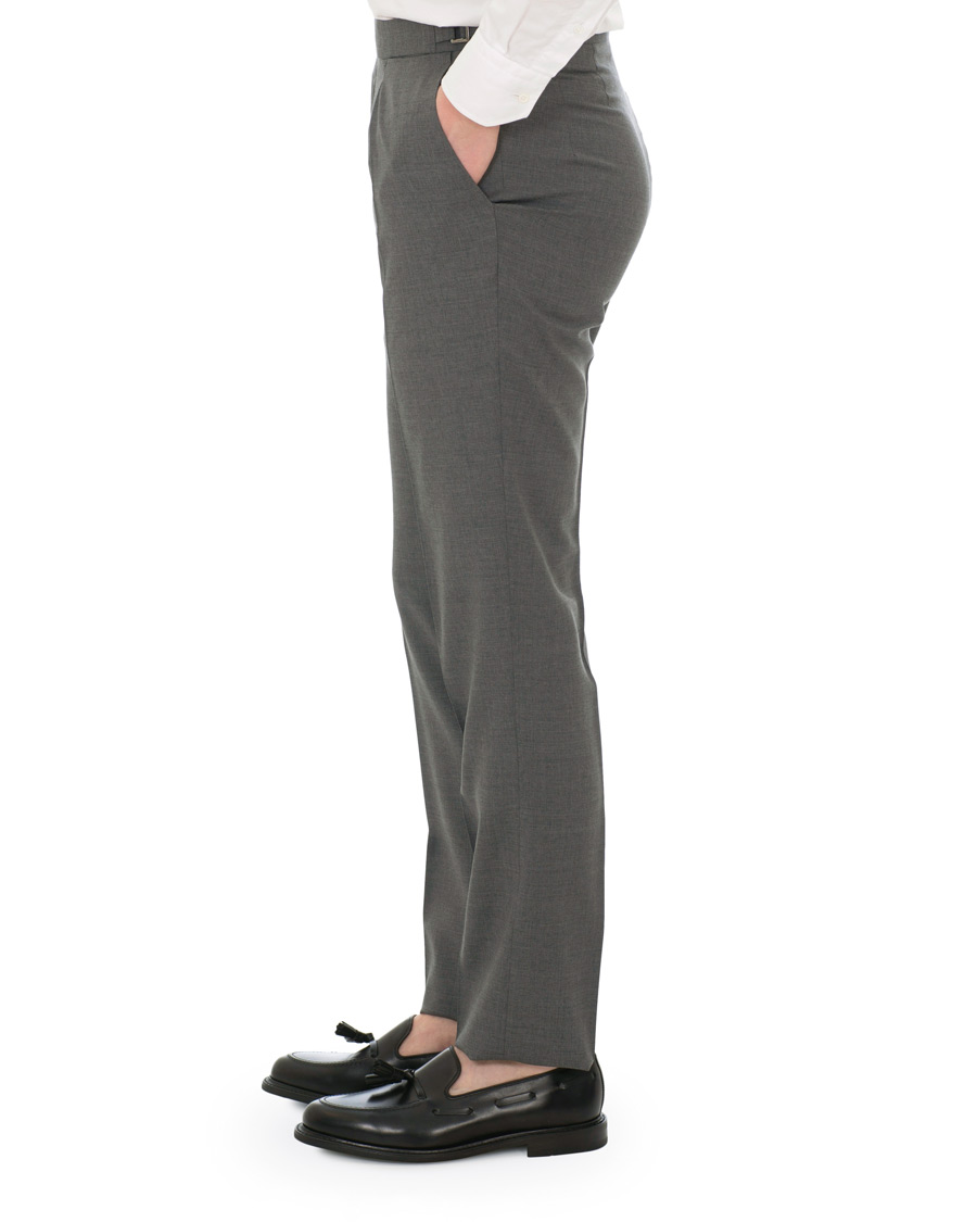 Homme | Pantalons | Berg&Berg | Arnold Pleated Side Adjuster Wool Trousers Grey