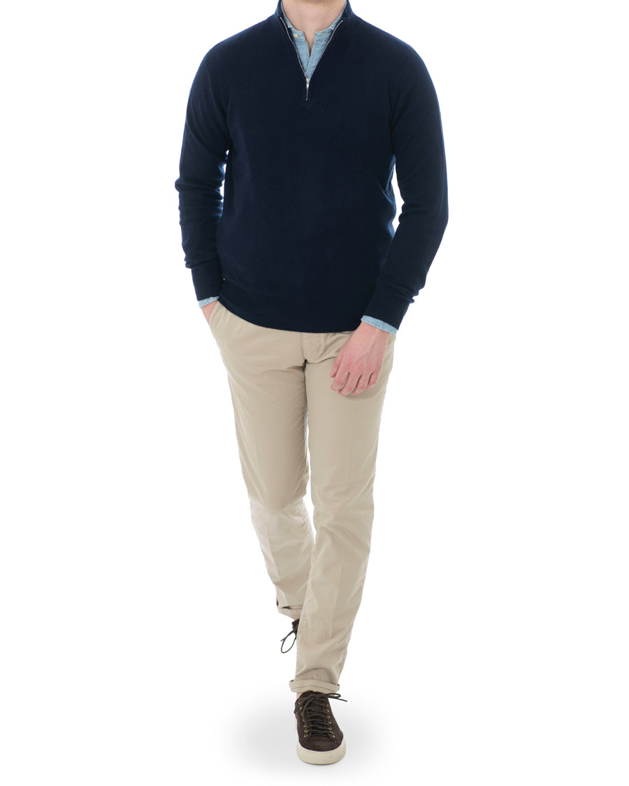 Homme | Pulls Et Tricots | Soft Goat | Cashmere Half Zip Navy