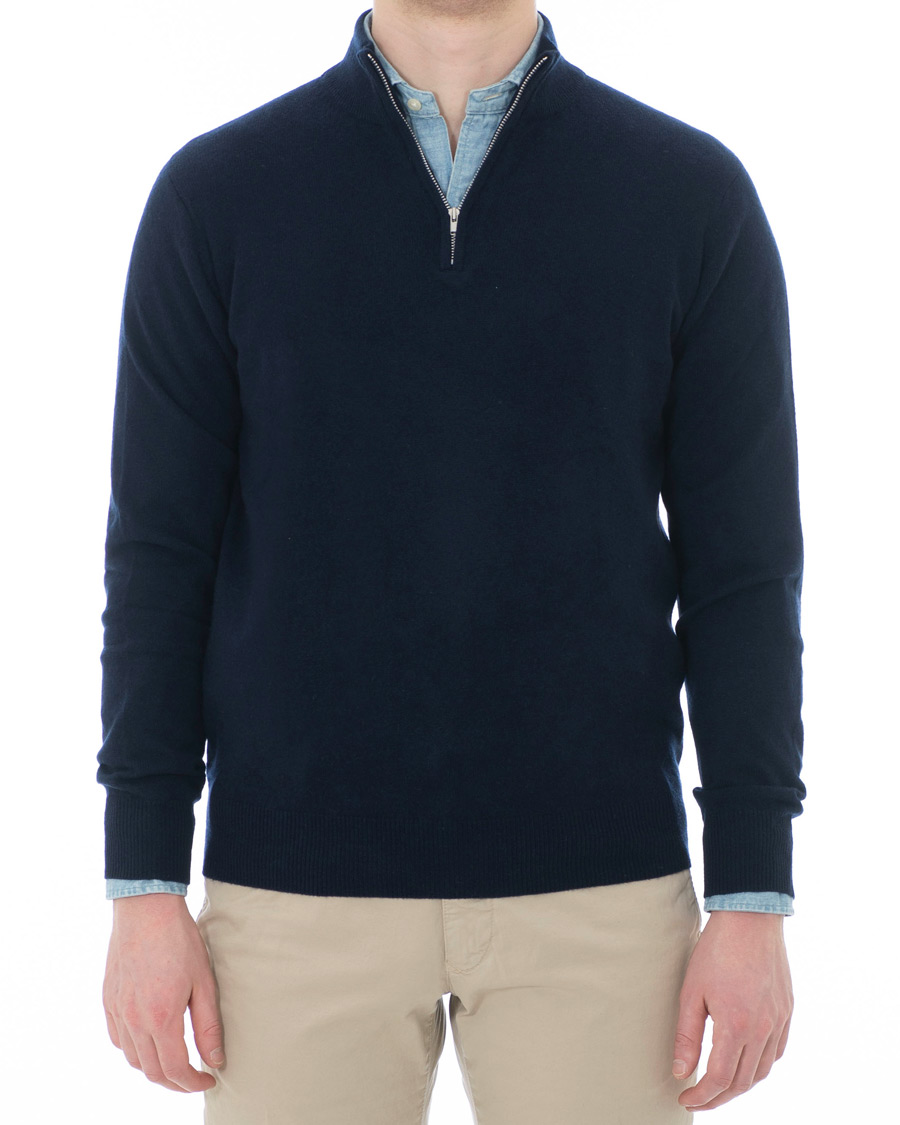 Homme | Pulls Et Tricots | Soft Goat | Cashmere Half Zip Navy