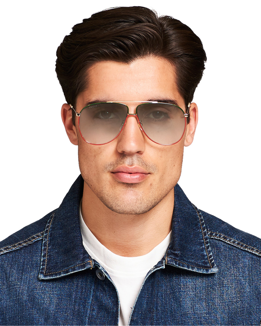 Heren | Gucci GG0440S Sunglasses Gold/Green | Gucci | GG0440S Sunglasses Gold/Green
