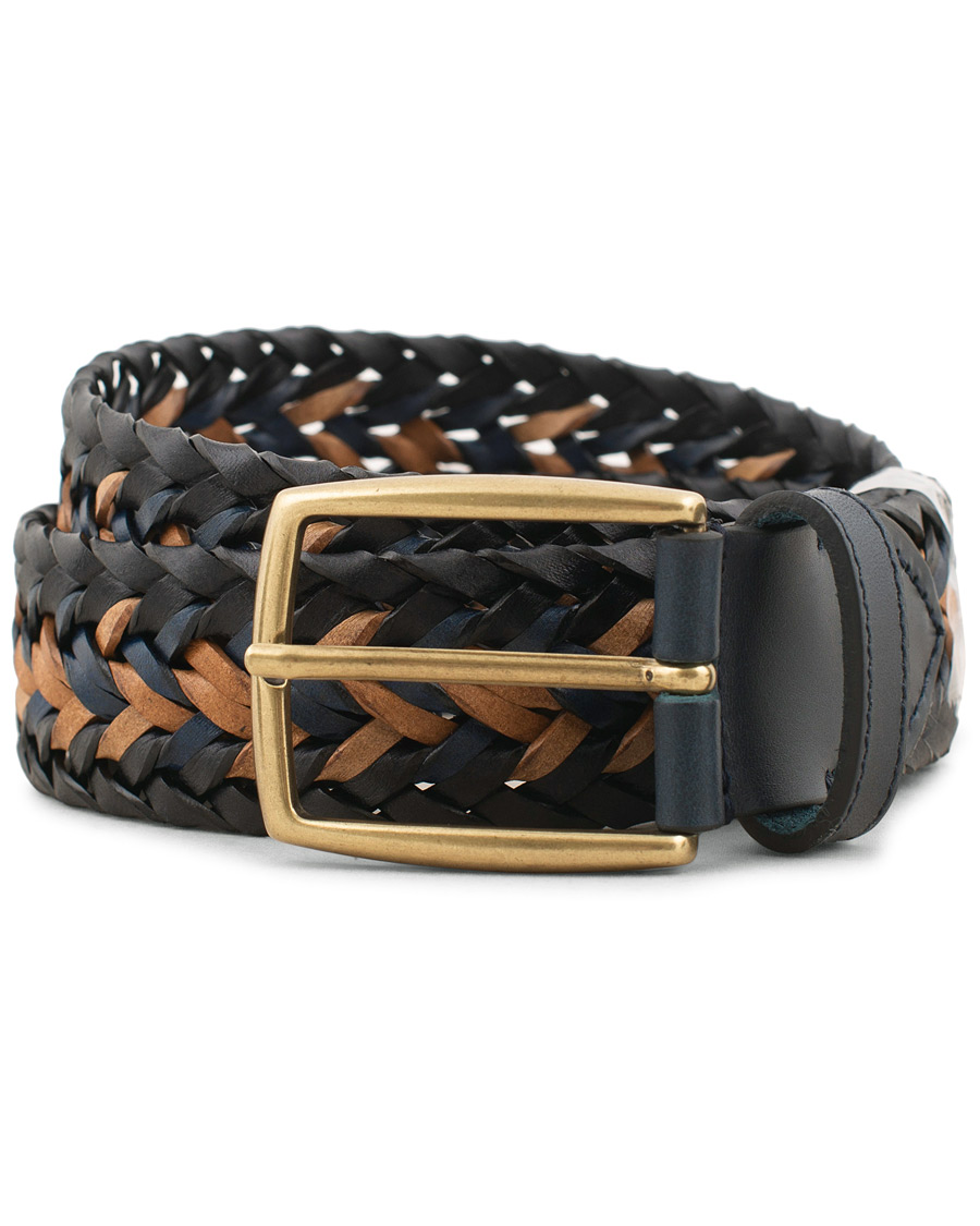 Homme | Morris Braided Leather Belt Navy/Nature | Morris | Braided Leather Belt Navy/Nature