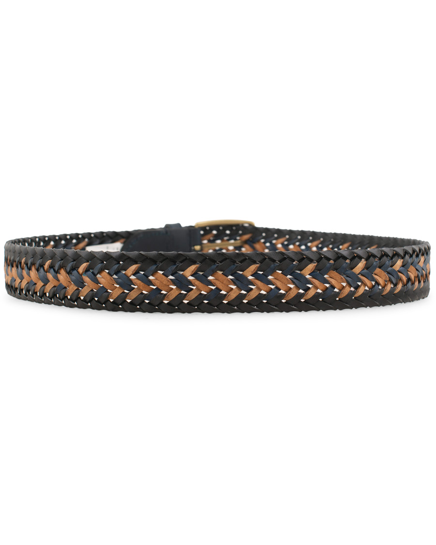 Homme | Morris Braided Leather Belt Navy/Nature | Morris | Braided Leather Belt Navy/Nature