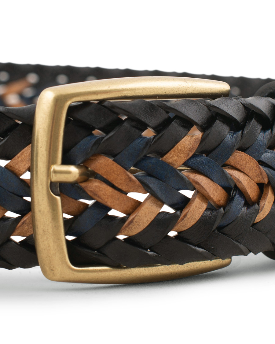 Homme | Morris Braided Leather Belt Navy/Nature | Morris | Braided Leather Belt Navy/Nature