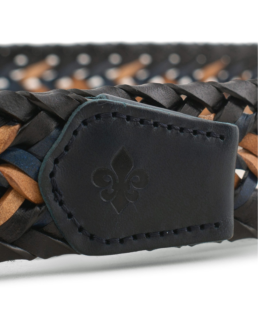 Homme | Morris Braided Leather Belt Navy/Nature | Morris | Braided Leather Belt Navy/Nature