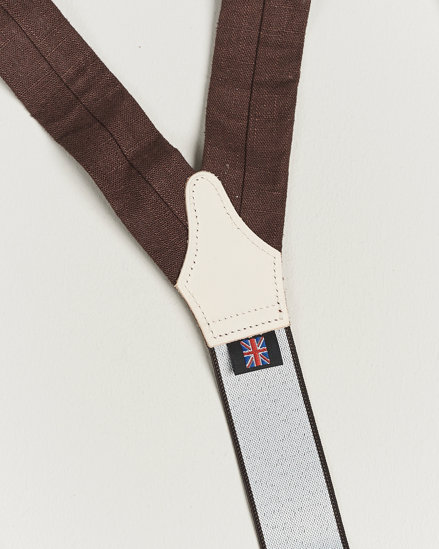 Heren | Albert Thurston Linen Braces 38mm Brown | Albert Thurston | Linen Braces 38mm Brown