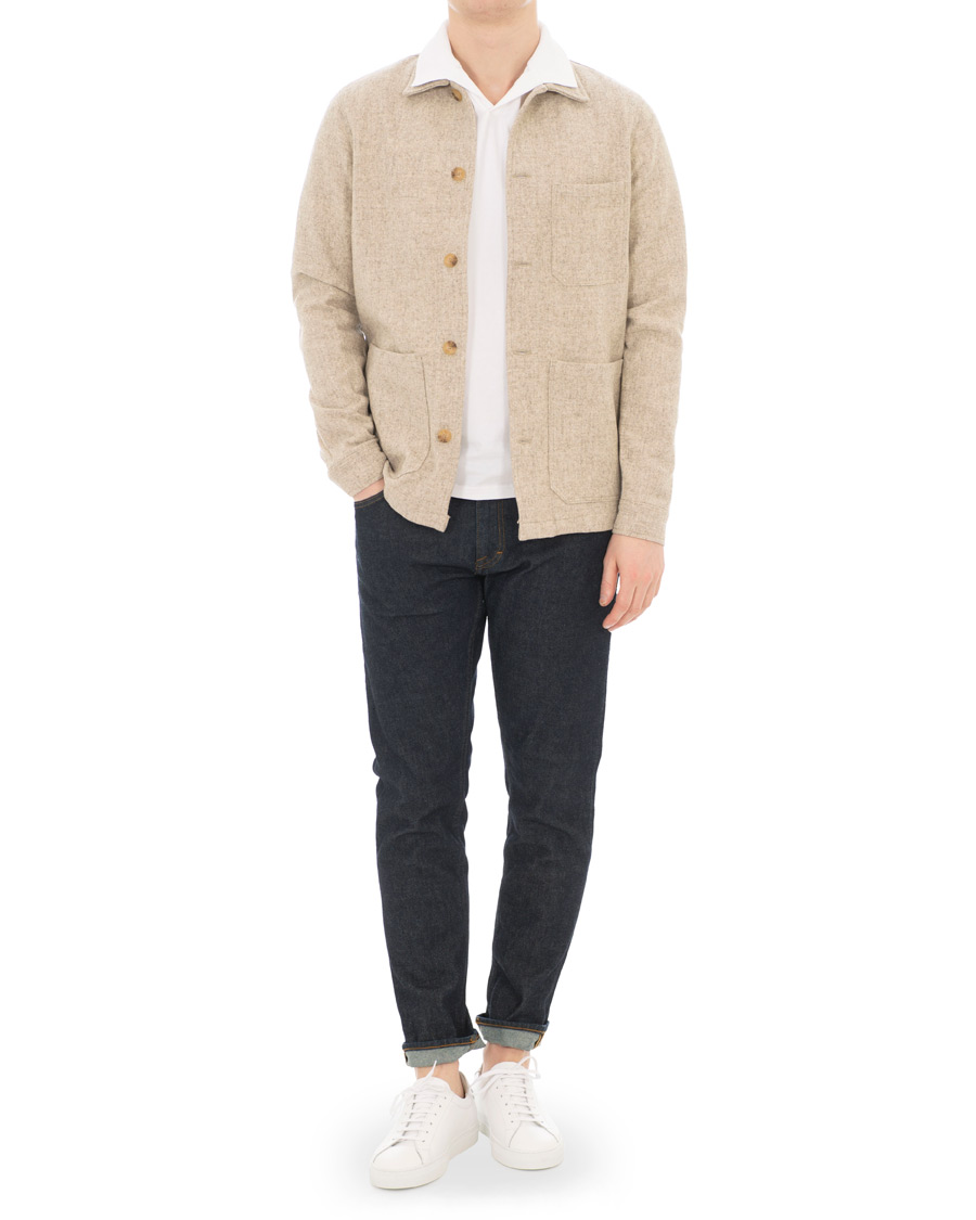 Homme | Chemises | A Day's March | Original Wool Overshirt Off White Melange