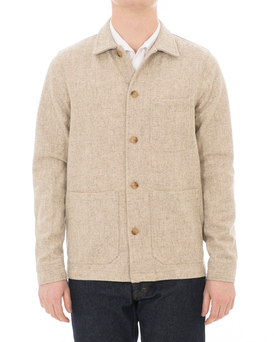 Homme | Chemises | A Day's March | Original Wool Overshirt Off White Melange