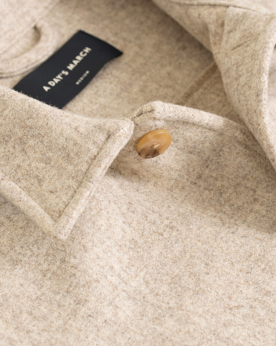 Homme | Chemises | A Day's March | Original Wool Overshirt Off White Melange
