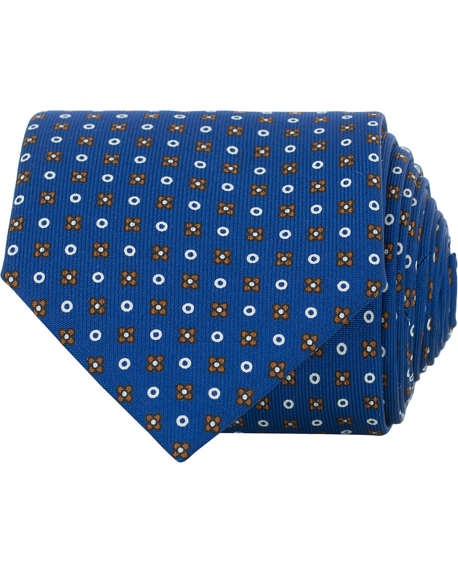 Homme | E. Marinella 3-Fold Micro Fantasy 8 cm Silk Tie Blue/Brown | E. Marinella | 3-Fold Micro Fantasy 8 cm Silk Tie Blue/Brown