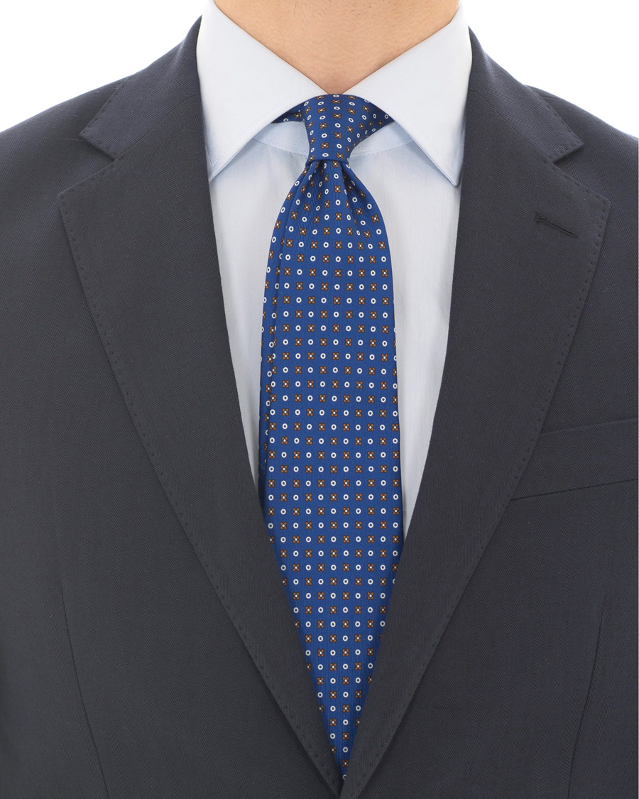 Homme | E. Marinella 3-Fold Micro Fantasy 8 cm Silk Tie Blue/Brown | E. Marinella | 3-Fold Micro Fantasy 8 cm Silk Tie Blue/Brown