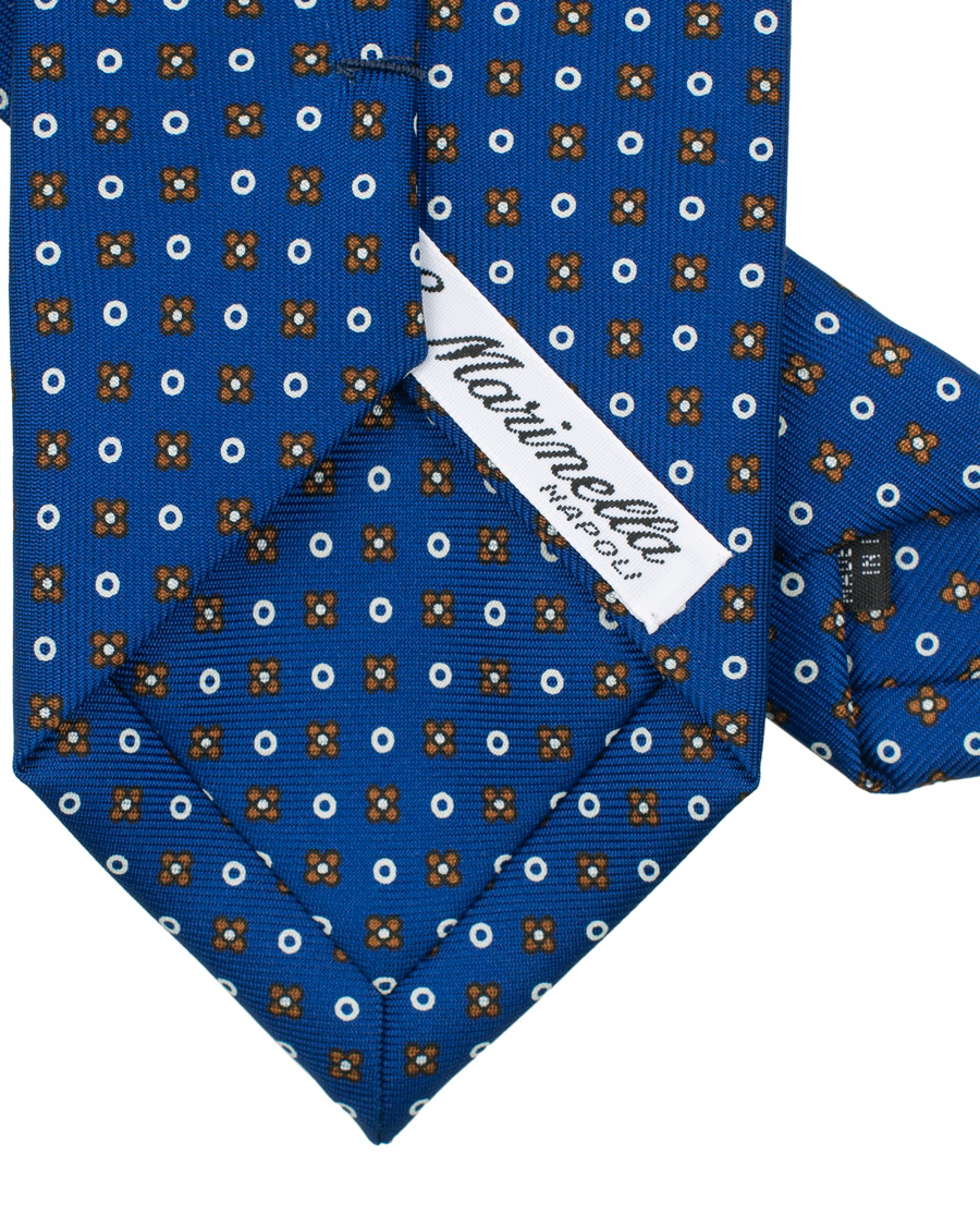 Homme | E. Marinella 3-Fold Micro Fantasy 8 cm Silk Tie Blue/Brown | E. Marinella | 3-Fold Micro Fantasy 8 cm Silk Tie Blue/Brown