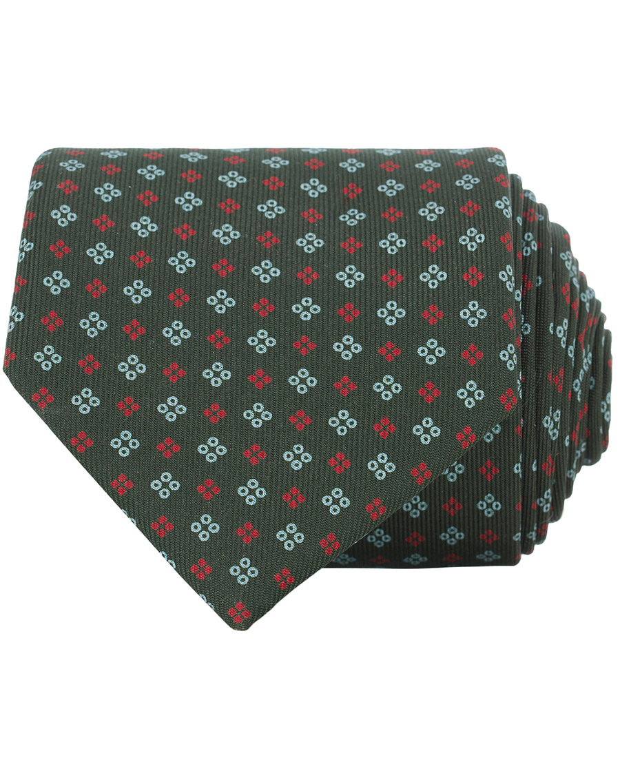 Homme | E. Marinella 3-Fold Micro Fantasy 8 cm Silk Tie Dark Green | E. Marinella | 3-Fold Micro Fantasy 8 cm Silk Tie Dark Green