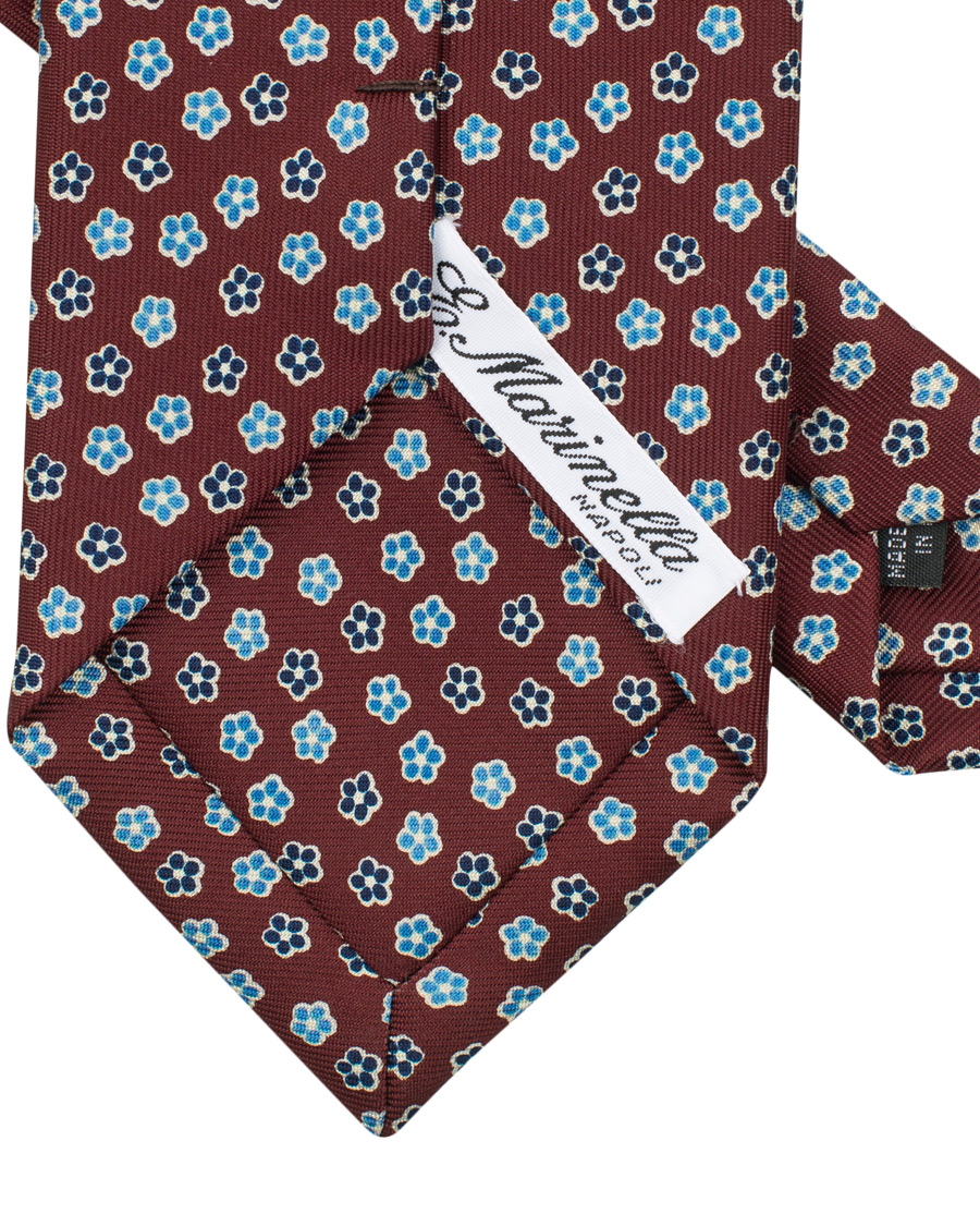 Homme | E. Marinella 3-Fold Micro Flower 8 cm Silk Tie Burgundy | E. Marinella | 3-Fold Micro Flower 8 cm Silk Tie Burgundy