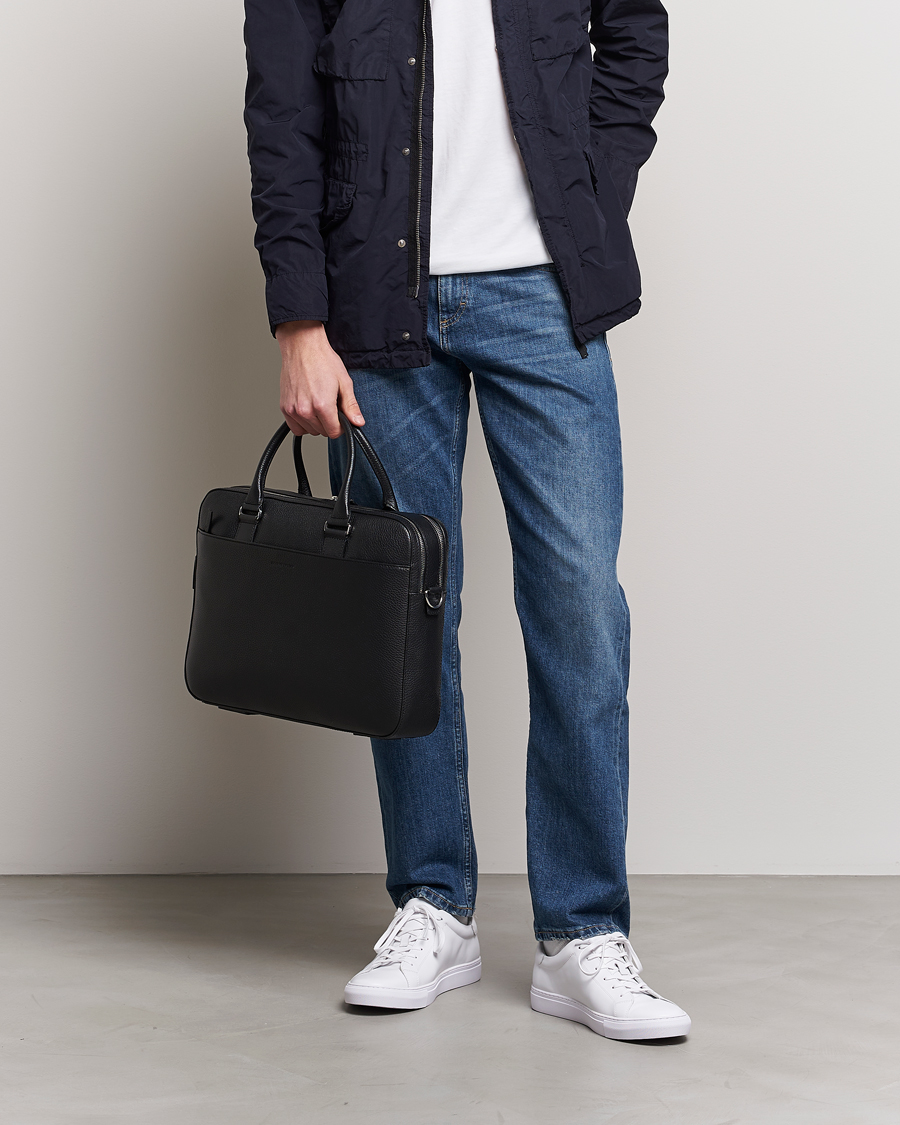 Heren | Tassen | Tiger of Sweden | Burin Grained Leather Breifcase Black