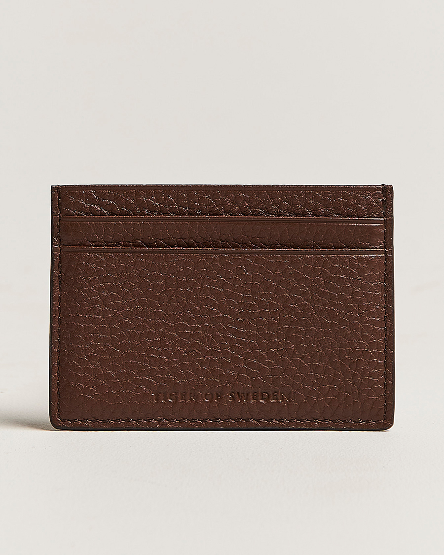 Homme | Portefeuilles | Tiger of Sweden | Wake Grained Leather Cardholder Brown