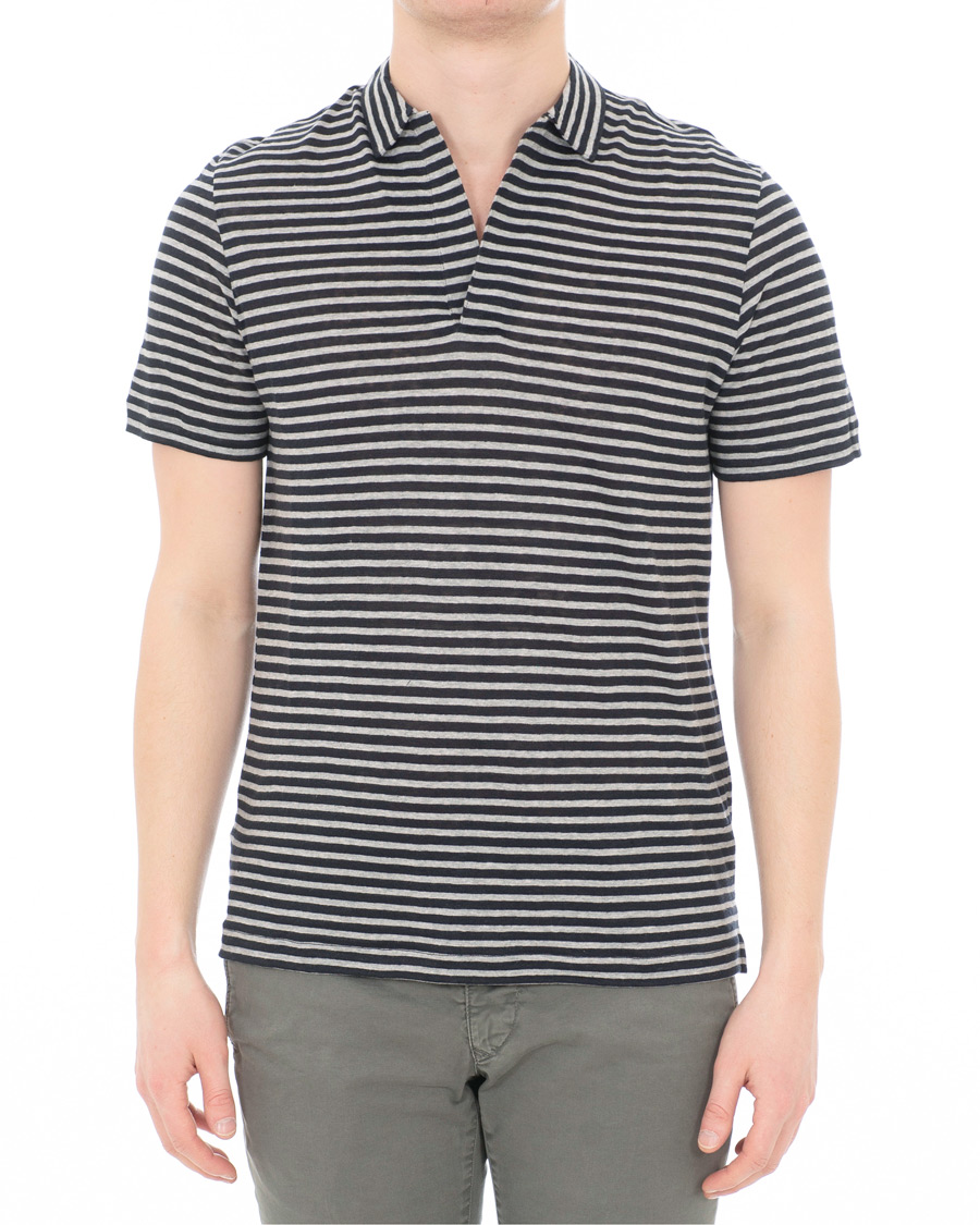 Heren | Polo's | Oscar Jacobson | Cornelis Striped Short Sleeve Polo Blue/White