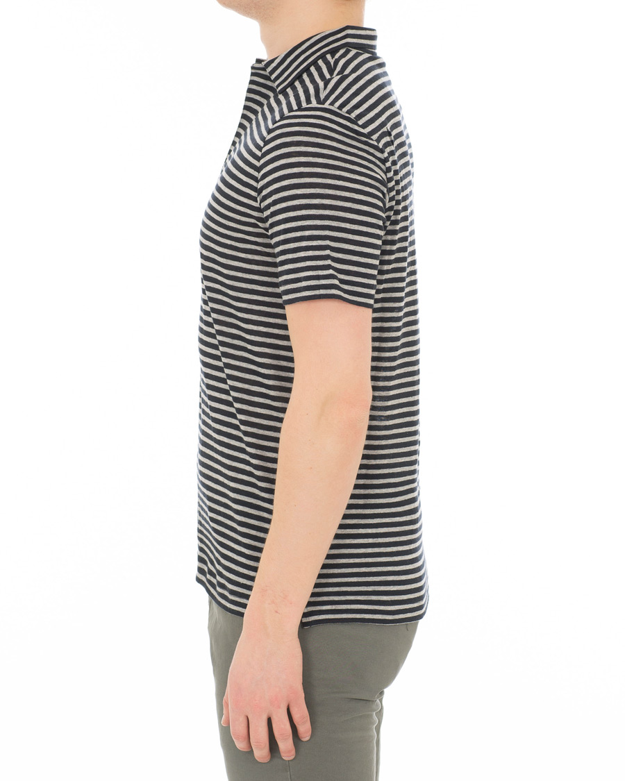 Heren | Polo's | Oscar Jacobson | Cornelis Striped Short Sleeve Polo Blue/White