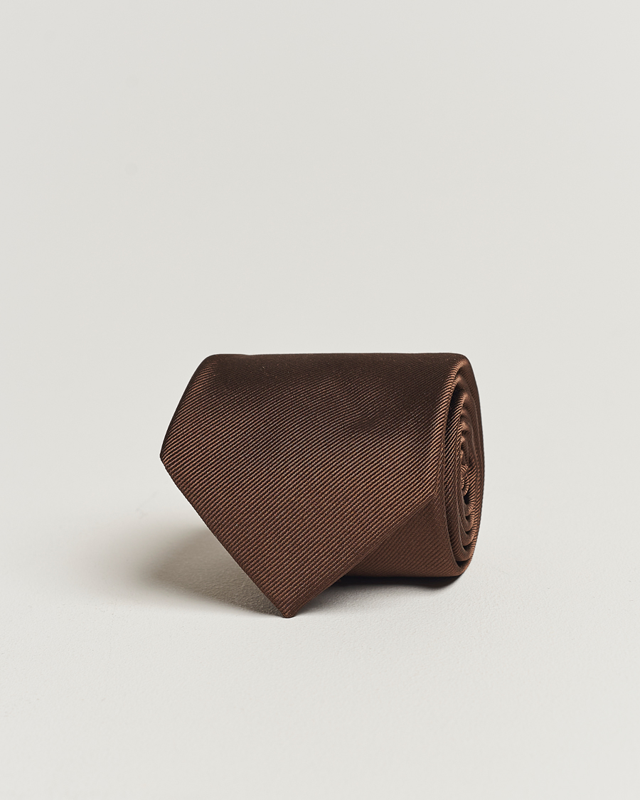 Heren | Stropdassen | Amanda Christensen | Plain Classic Tie 8 cm Brown