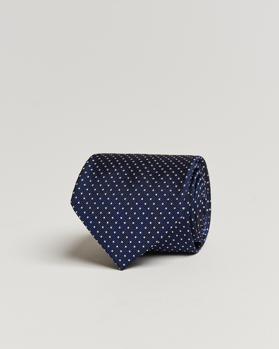 Heren | Stropdassen | Amanda Christensen | Micro Dot Classic Tie 8 cm Navy/White