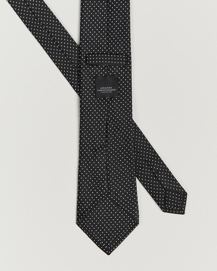 Heren | Stropdassen | Amanda Christensen | Micro Dot Classic Tie 8 cm Black/White