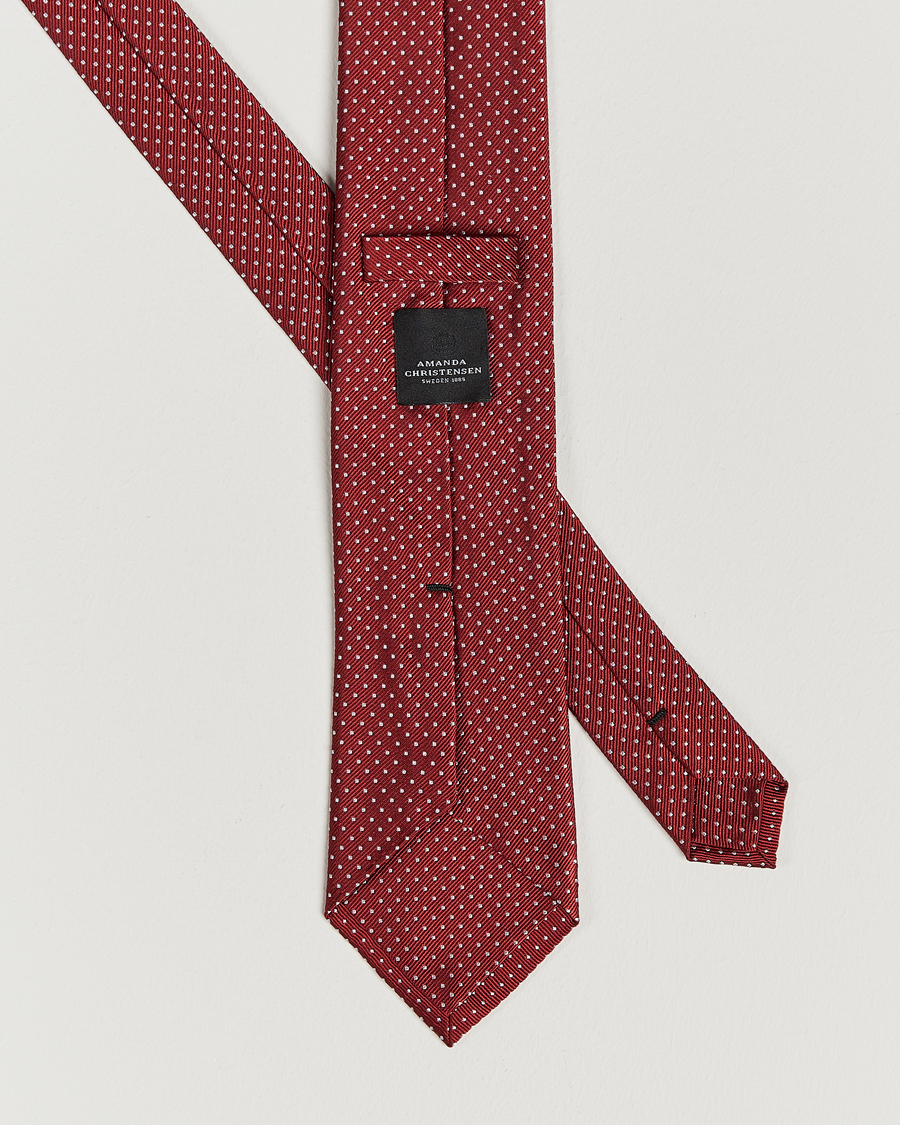 Homme | Cravates | Amanda Christensen | Micro Dot Classic Tie 8 cm Wine/White
