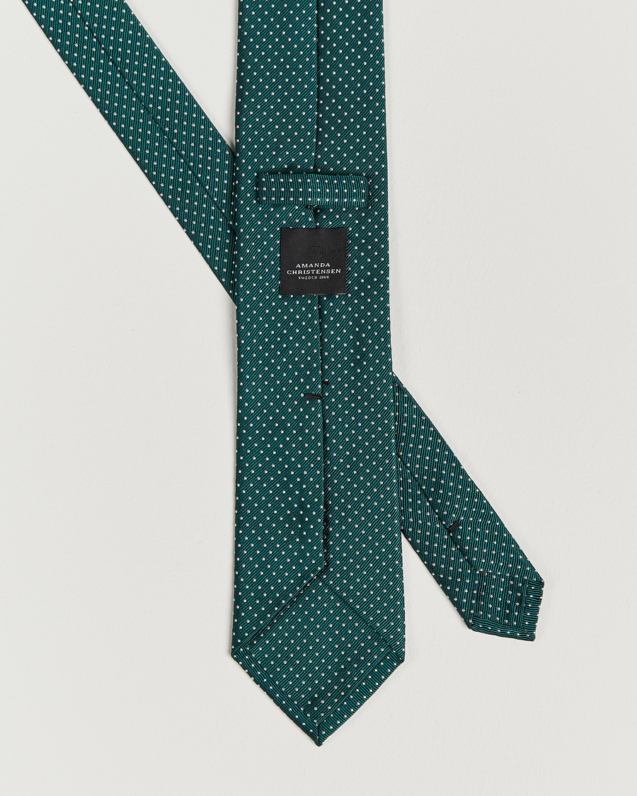 Heren | Stropdassen | Amanda Christensen | Micro Dot Classic Tie 8 cm Green/White
