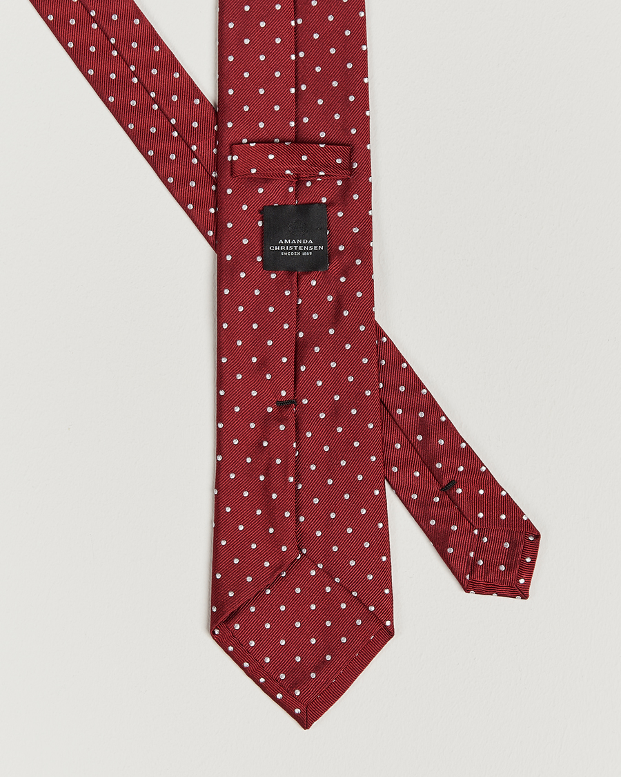 Heren | Stropdassen | Amanda Christensen | Dot Classic Tie 8 cm Wine/White