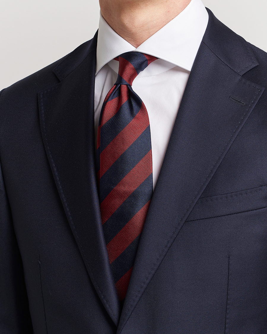 Homme | Amanda Christensen Regemental Stripe Classic Tie 8 cm Wine/Navy | Amanda Christensen | Regemental Stripe Classic Tie 8 cm Wine/Navy