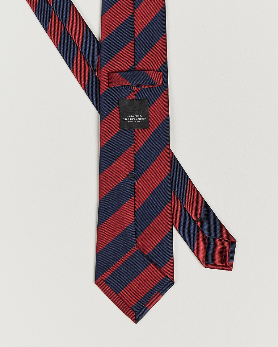 Homme | Cravates | Amanda Christensen | Regemental Stripe Classic Tie 8 cm Wine/Navy