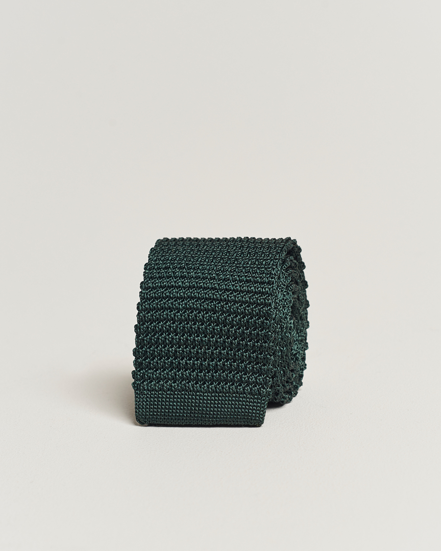 Heren | Stropdassen | Amanda Christensen | Knitted Silk Tie 6 cm Green