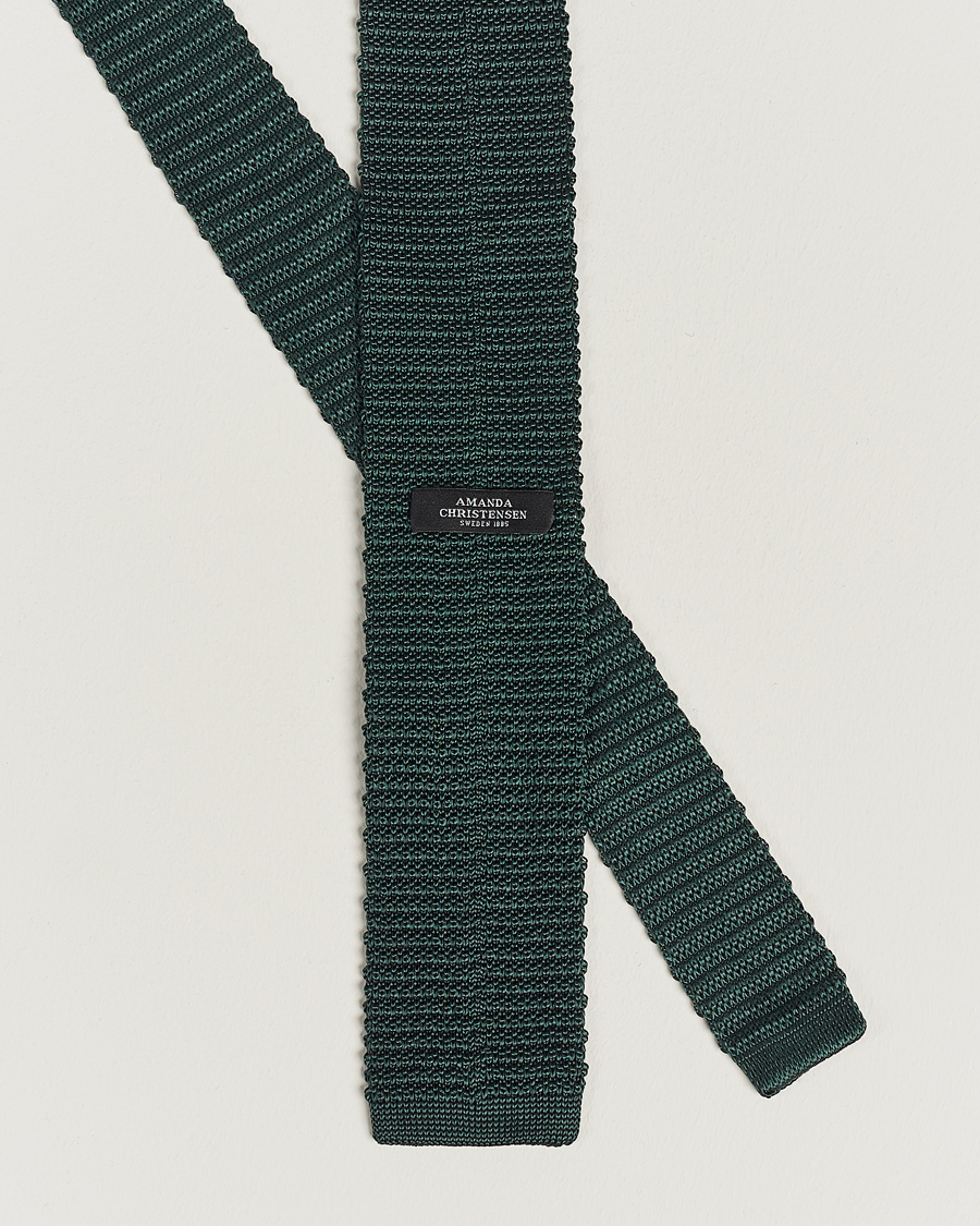 Heren | Stropdassen | Amanda Christensen | Knitted Silk Tie 6 cm Green