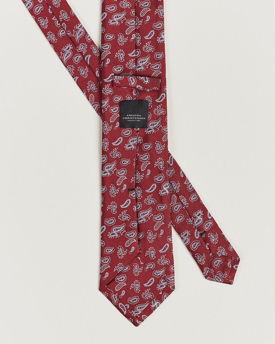 Heren | Stropdassen | Amanda Christensen | Paisley Woven Silk Tie 8 cm Wine Red