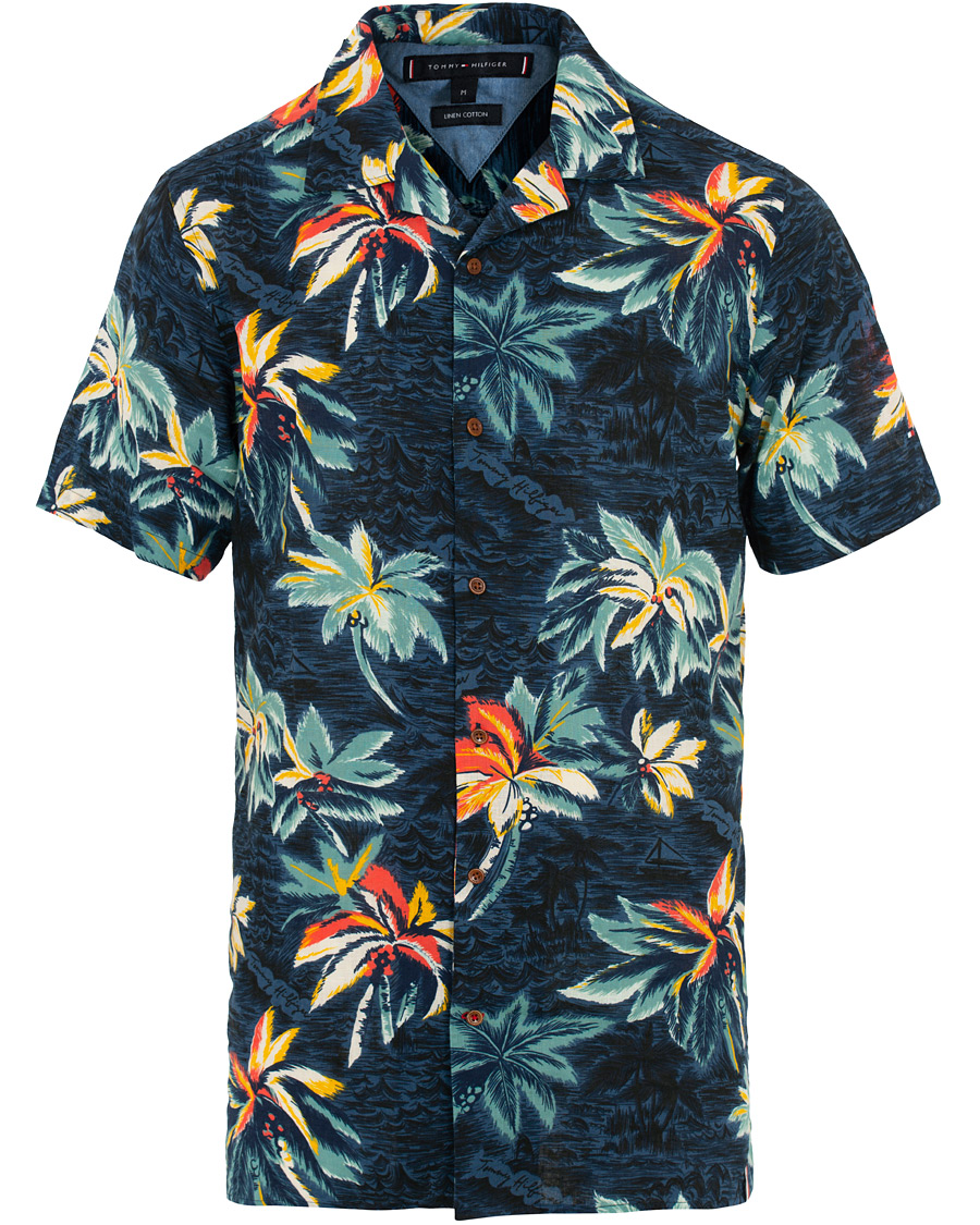 Heren | Overhemden | Tommy Hilfiger | Hawaiian Printed Camp Collar Short Sleeve Shirt Indigo